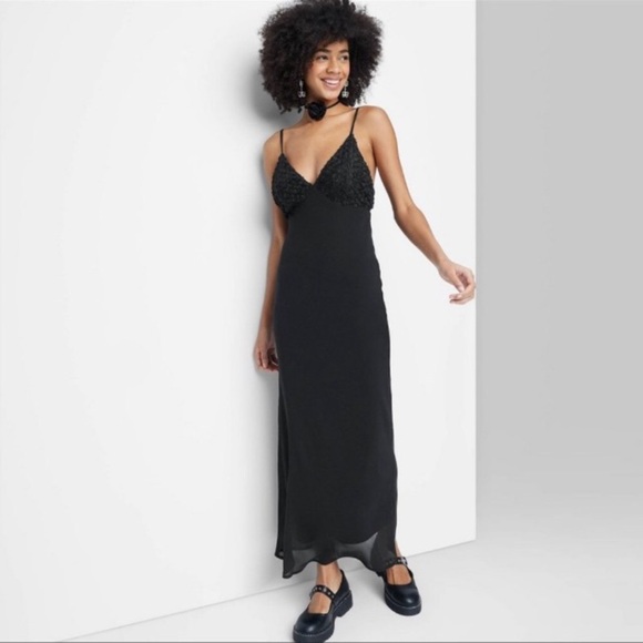 Sexy Black Gothic Maxi Dress Women’s Size Small NEW NWT Witchy Wild Fable - Picture 1 of 8